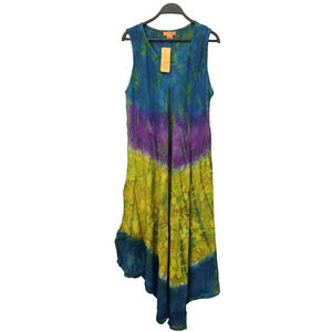 Sakkas One Size Muumuu Floral Yellow Purple Tie Dye Lightweight Dress Coverup